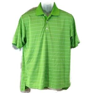 Adidas Green Polo Striped Shirt Small SM Climalite Lime Green Mens Outdoor Shirt